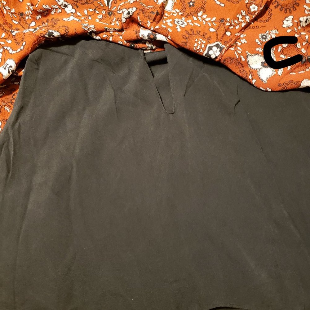 Randi Long-Sleeve Floral Silk Women's Shirtdress, Henna/Black/White Size: 8 - Picture 5 of 8